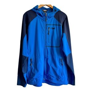 Outdoor Research Size Large Blue Ferrosi Men's Hoodie Rain Jacket